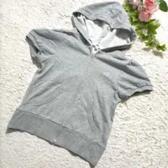 バービー フルジップパーカー 半袖 M 刺繍ロゴ a3485