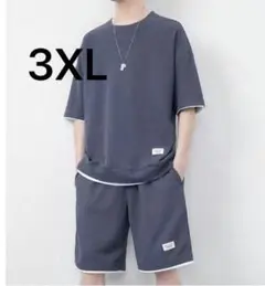 メンズ　ワッフルTシャツ　パンツ　上下セット　スポーツ　部屋着　スポーツ