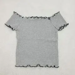 新品未使用 ZARA ザラ オフショルクロップド丈トップス ショート丈 ボーダー