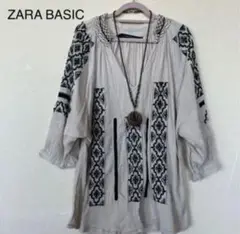 ZARA BASIC カントリー調刺繍ブラウス