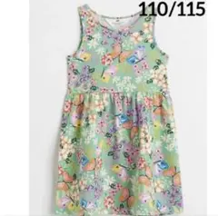 ☆新品☆H&M フローラル♡ワンピース　ライトグリーン♡♡110/115①