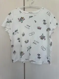 H&M カラフルプリント Tシャツ 120 US 10-12Y ホワイト