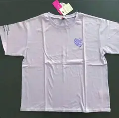 ピンクラテ　ラベンダーカラー　ハート型ゼブラ柄 Tシャツ M 165センチ
