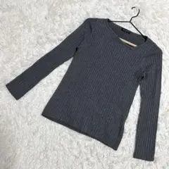 エスプリミュール✨美品　リブニット　アシメネック　　長袖　グレー　（M）