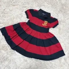 赤と黒のストライプ 半袖ワンピース　ラルフローレン