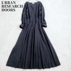 【人気完売】アーバンリサーチドアーズ Vネック ロングワンピース ネイビー　綿