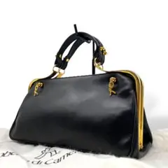 【美品】ロベルタディカメリーノ ハンドバッグ バゴンギ カラベラ レザー 黒色