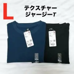 【新品】　UNIQLO テクスチャージャージーT ブルー　　ブラック　L