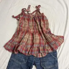 チェック ビスチェ フリフリ
