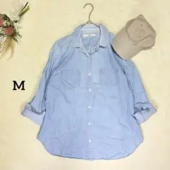 シュカグローバルワーク 【M】 ダンガリーシャツ デニムシャツ ライトブルー