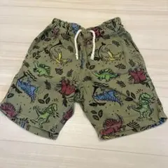 【夏物最終処分】エフオーキッズ　恐竜　ハーフパンツ　120 カーキ