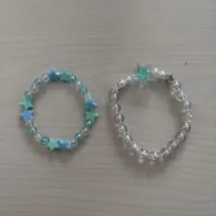 ハンドメイド　ビーズブレスレット　青系　星