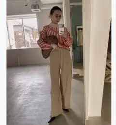 AMERI アメリ リラックスニットリブパンツ