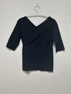 31.AZULBYMOUSSY黒の五分袖クロスオーバートップス