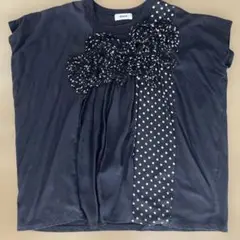 zucca テープドットジャージー　フラワー装飾 ドット柄 半袖Tシャツ