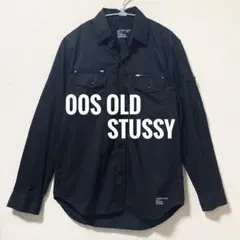 00s OLD STUSSY CPO JACKET SHIRT BLACK 黒