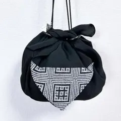 みちのくの粋グッズ the kogin こぎん 巾着バッグ ブラック