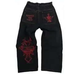 黒 赤 バギーデニム sk8 y2k JNCO bigboy 似 スケーター