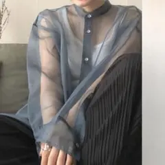 【新品未着用】JEANASIS シアーバンドカラーシャツ シアーシャツ