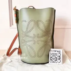 ロエベ 美品 ゲート バケット ショルダーバッグ Gate アナグラム 美品