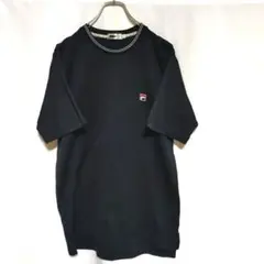 FILA ロング丈リブ付きTシャツ 半袖 ブラック