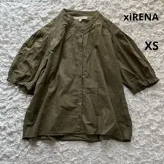 キセレナ　ボリューム半袖ノーカラーコットン100ゆったりブラウス（XS）春夏