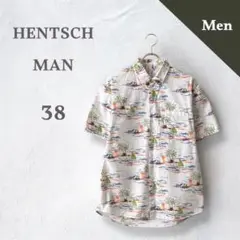 ヘンツィマン　HENTSCH MAN アロハシャツ　半袖　リゾート柄　メンズ　白