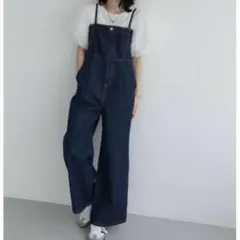 Re:EDIT コットン　デニム　オールインワン　L