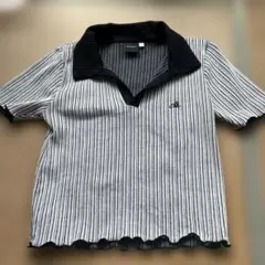 MOUSSY ストライプ ポロシャツ Fサイズ