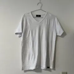 AZUL by moussy ホワイト ストライプ Tシャツ