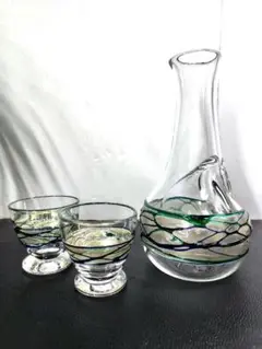 未使用　能登島ガラス工房　金箔　海　デキャンタ　徳利＆グラス　冷酒　セット