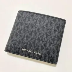 マイケルコース 財布 ウォレット 二つ折り シグネチャー メンズ 黒 ブラック