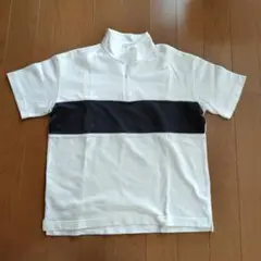ハーフジップ ポロシャツ Mサイズ ホワイト ネイビー
