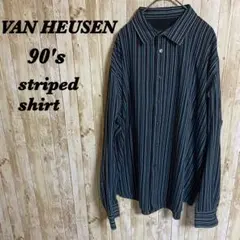 【838】90's VAN HEUSENヴァンヒューゼン　ストライプシャツ