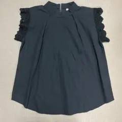 黒 レース袖 ノースリーブトップス涼しい