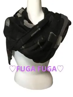 【新品未使用タグ付】FUGA FUGA 幾何学模様 黒ロングスカーフ