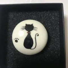 新品未使用哀愁漂う猫柄の清水焼帯留め