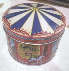 カルディ メリーゴーランド缶 青 クリスマス