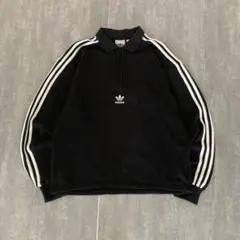 adidas ハーフジップ　スウェット　刺繍ロゴ　常田大希　黒　 Mサイズ
