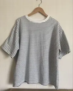 Adler オーバーサイズ Tシャツ 白とネイビー ストライプ