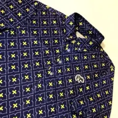 efficace homme パターン柄 ポロシャツ 半袖 青黄