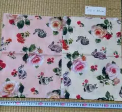 シーチング生地　さらら　うさぎ柄　アイボリー・ピンク　各80cm　1.6m