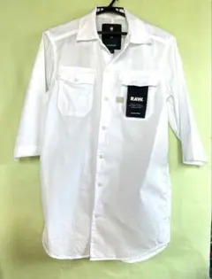 G-STAR RAW メンズホワイト半袖シャツ 2ポケットXXS