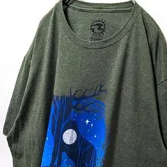 オーシャンカレント 鹿 デカロゴ Tシャツ グリーン 緑 XL 古着