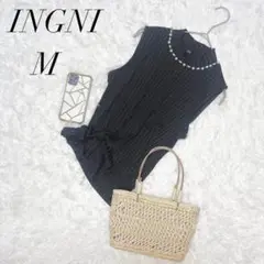 イング/カットソー/ノースリーブ/ビジューネックレス/黒/M/美品✨️