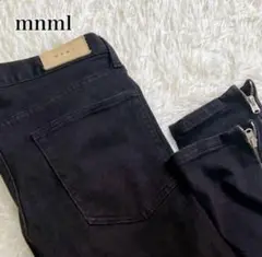 ☆美品★ ミニマル　ブラックデニム　ダメージ　スキニー　裾ファスナー