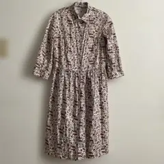 アマカ シャツワンピース ボタニカル ウエストリボン ペチコート付