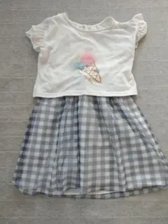 アイスクリームチェックワンピース　120センチ