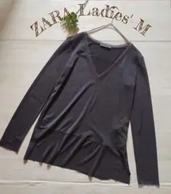 【美品】ZARA ザラ シアーカットソー ブラック 黒 レディース
