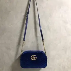 GUCCI グッチGGマーモント スモール ショルダーバッグ ブルー